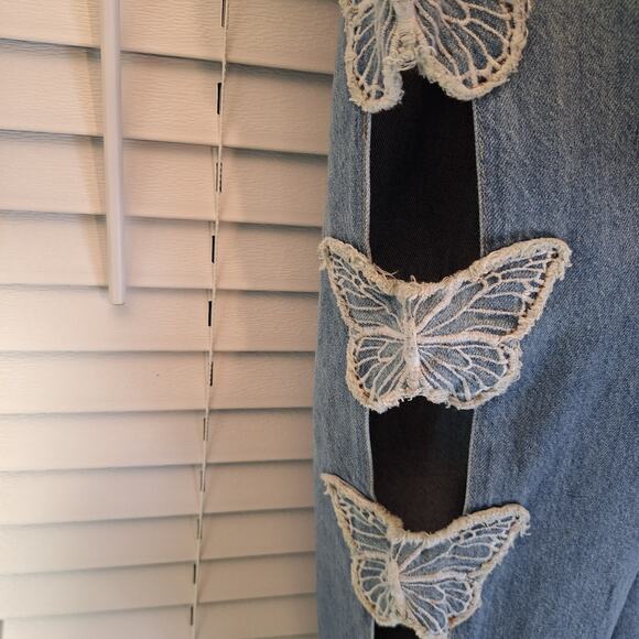 Forever 21 Size 26 Open Side Fairycore Baggy Blue Jeans - Picture 11 of 13